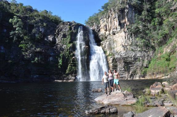 Posando para fotos com o Chico, no Salto dos 80 metros, no P.N Chapada dos Veadeiros, região de São Jorge - GO